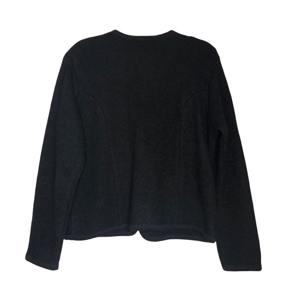 Vintage- TALLY-HO 100% Wool Black Button Up Cardigan w/ Gold Buttons Size Medium - Picture 2 of 4